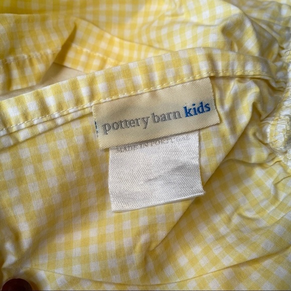 Pottery Barn Kids Yellow & White Neutral Gingham Print Crib Size Bedskirt - Picture 6 of 8